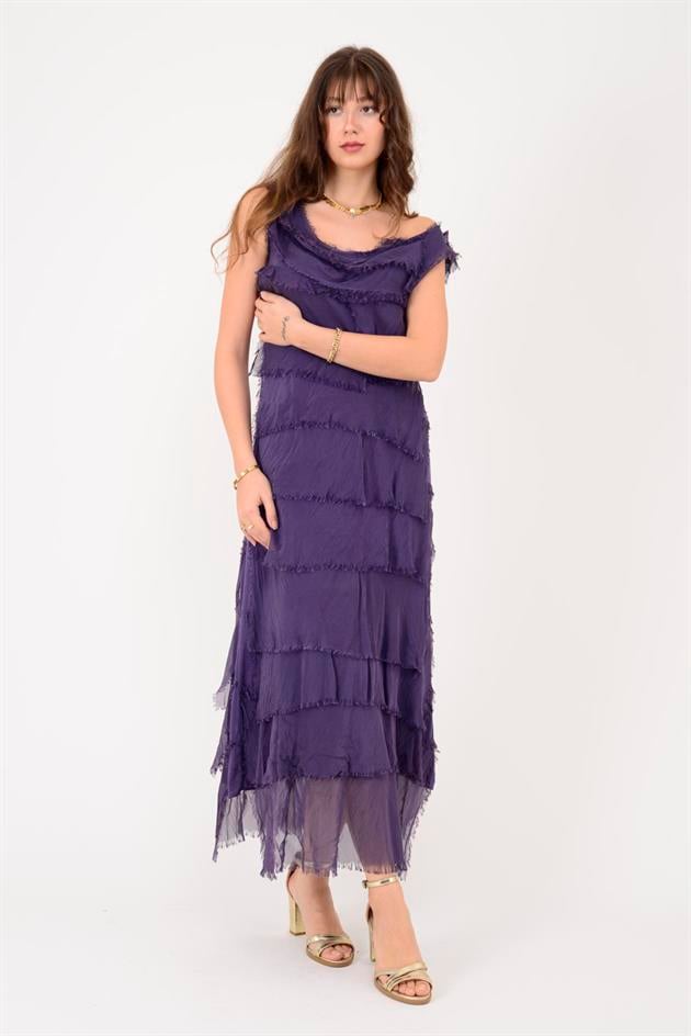 2031 KAT KAT İPEK ELBİSE