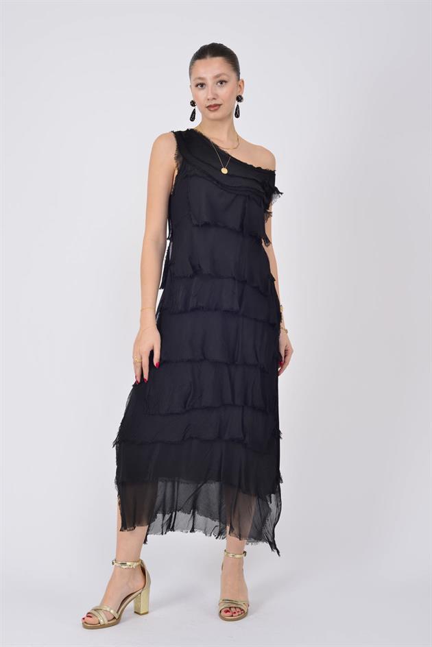 2031 KAT KAT İPEK ELBİSE