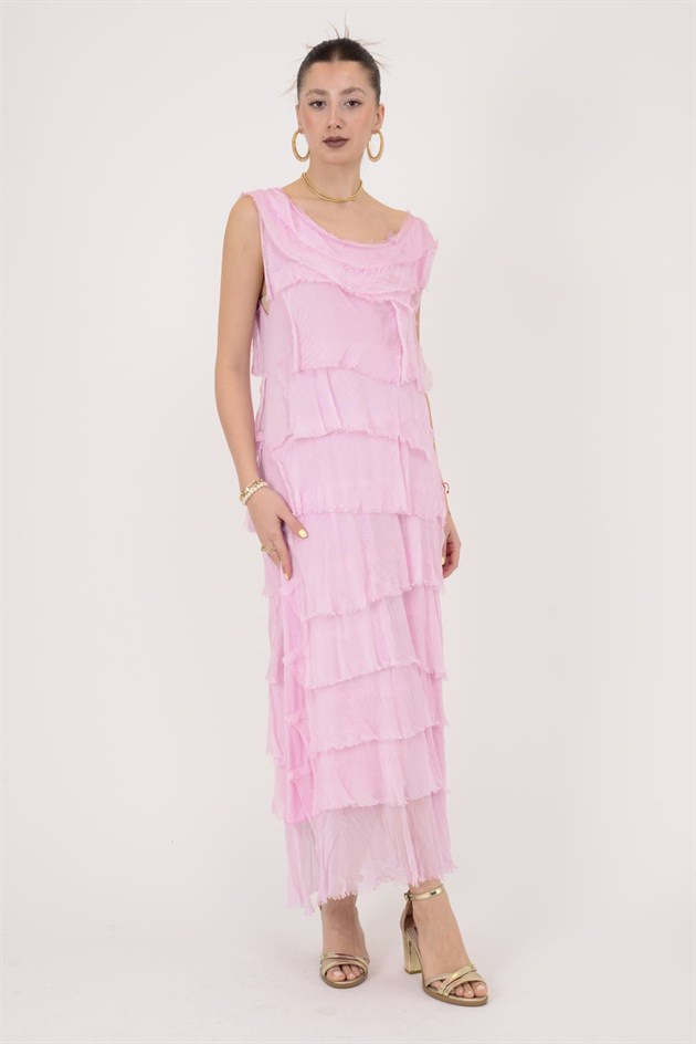 2031 KAT KAT İPEK ELBİSE