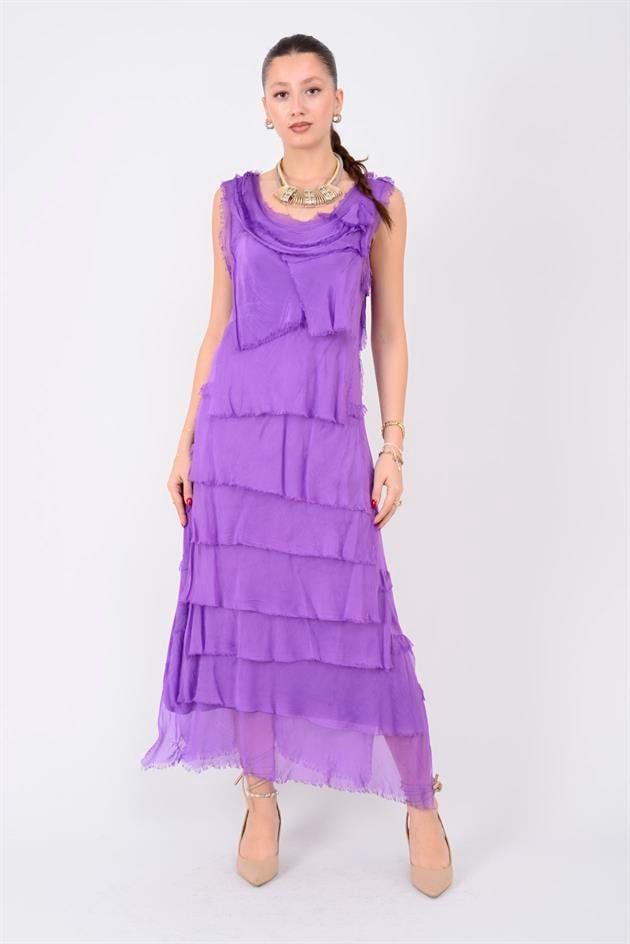 2031 KAT KAT İPEK ELBİSE