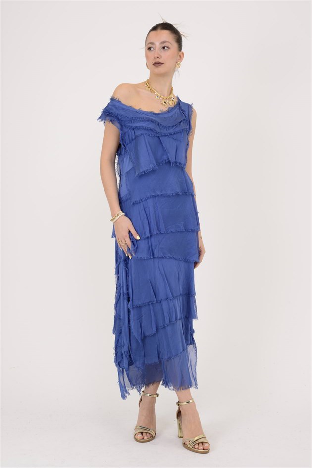 2031 KAT KAT İPEK ELBİSE