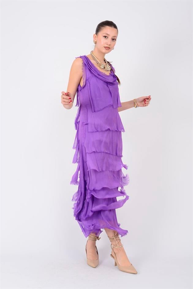 2031 KAT KAT İPEK ELBİSE