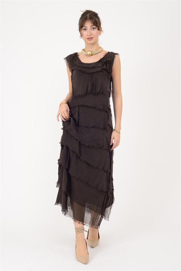 2031 KAT KAT İPEK ELBİSE