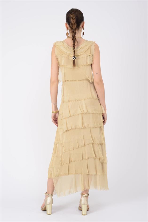 2031 KAT KAT İPEK ELBİSE