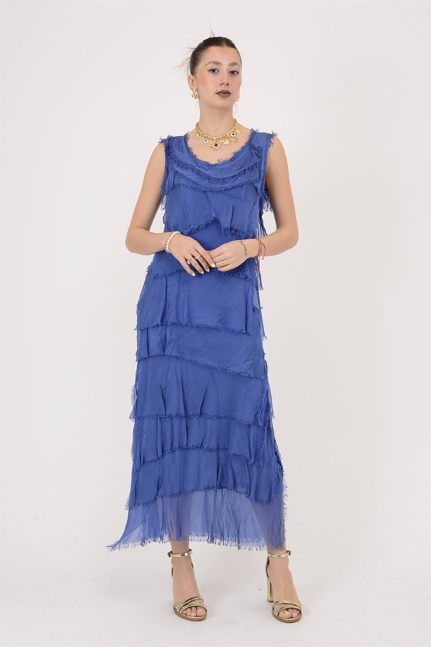 2031 KAT KAT İPEK ELBİSE