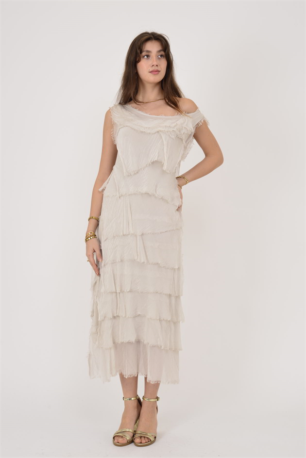 2031 KAT KAT İPEK ELBİSE