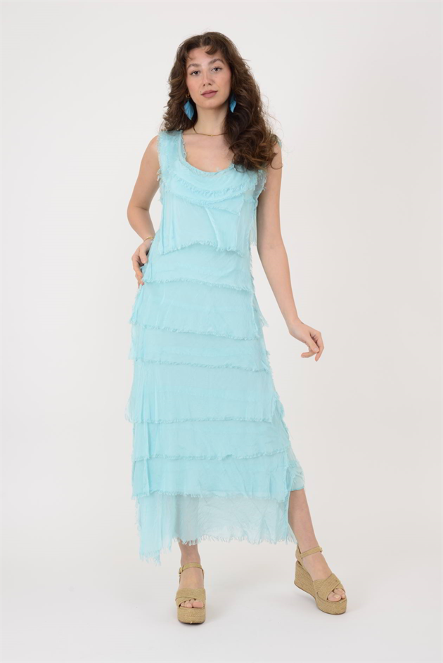 2031 KAT KAT İPEK ELBİSE