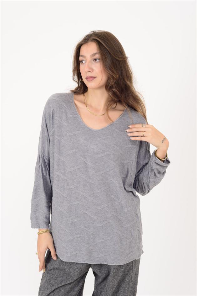 2066 KABARTMA DETAYLI V YAKA TRİKO