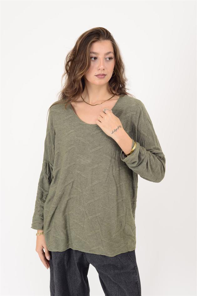 2066 KABARTMA DETAYLI V YAKA TRİKO