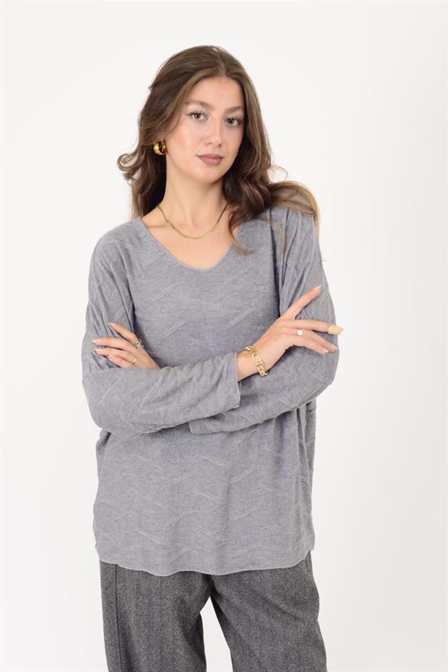 2066 KABARTMA DETAYLI V YAKA TRİKO