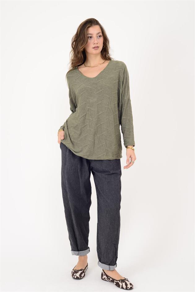 2066 KABARTMA DETAYLI V YAKA TRİKO