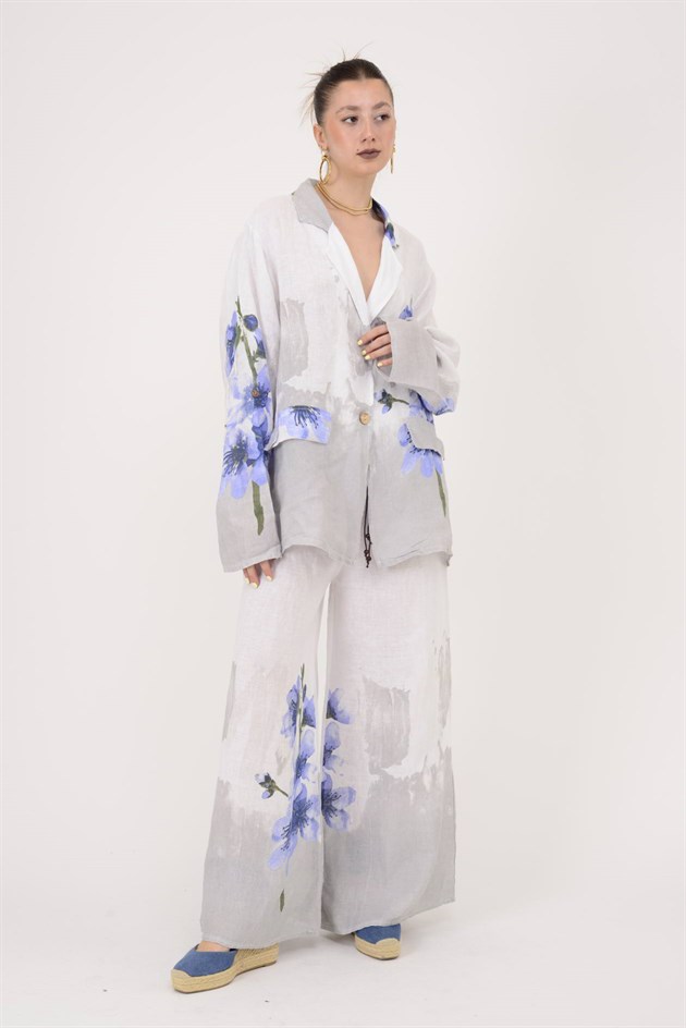 21-90 SPLASH ÇİÇEK DESEN 2Lİ KETEN TAKIM