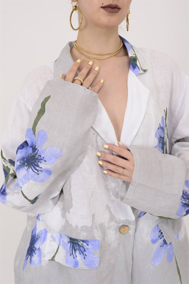 21-90 SPLASH ÇİÇEK DESEN 2Lİ KETEN TAKIM