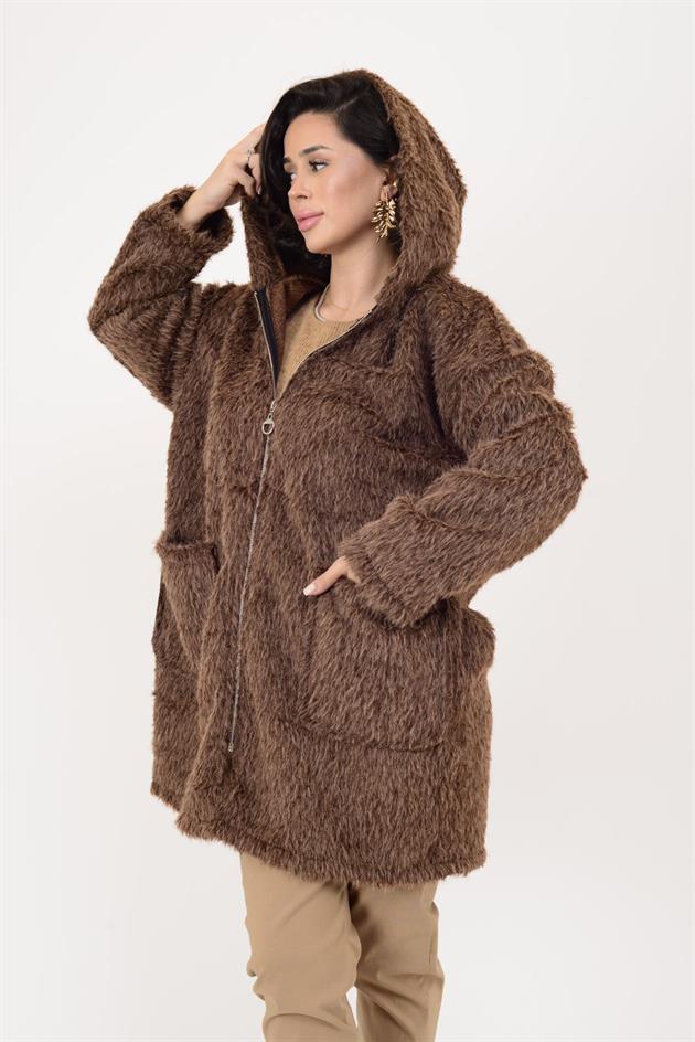 21052 CEP DETAYLI KAPÜŞONLU KEÇE KABAN