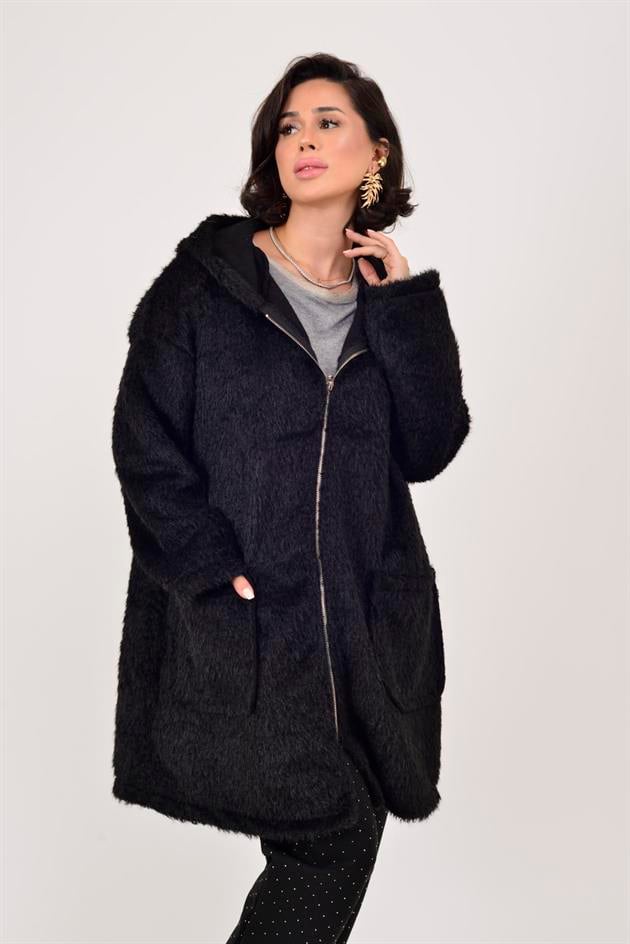 21052 CEP DETAYLI KAPÜŞONLU KEÇE KABAN