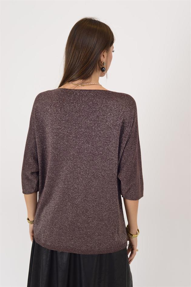 21130 İNCİ İŞLEMELİ V YAKA SİMLİ TRİKO