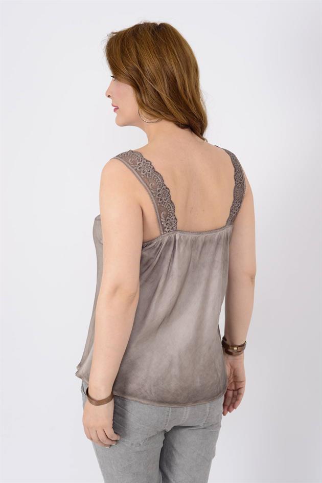 21336 KALIN ASKILI DANTELLİ SATEN BLUZ