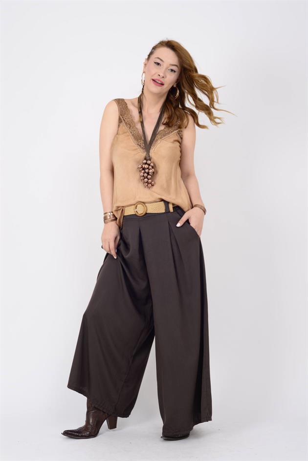 21336 KALIN ASKILI DANTELLİ SATEN BLUZ