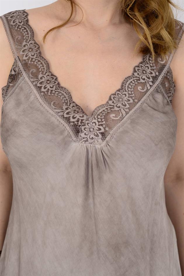 21336 KALIN ASKILI DANTELLİ SATEN BLUZ