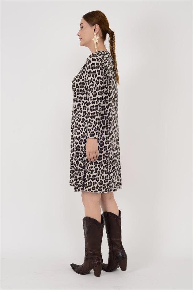 21383 LEOPAR DESEN ELBİSE