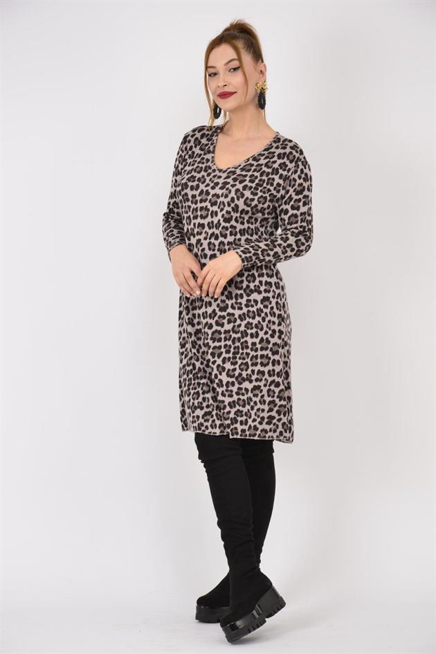 21383 LEOPAR DESEN ELBİSE