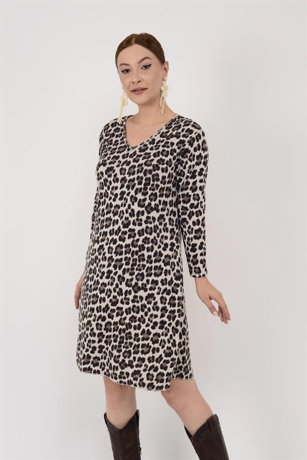 21383 LEOPAR DESEN ELBİSE