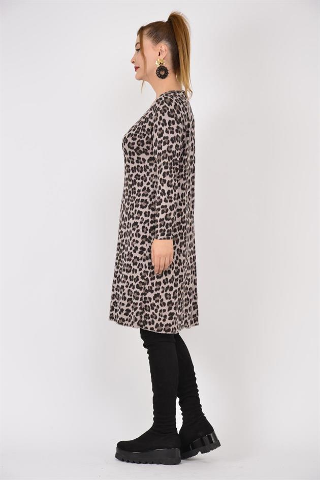 21383 LEOPAR DESEN ELBİSE