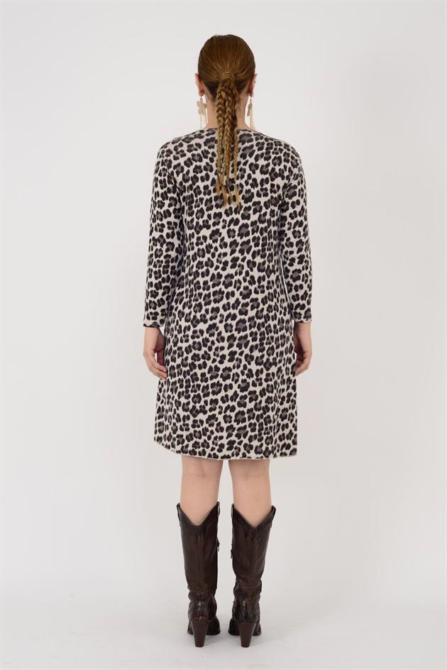21383 LEOPAR DESEN ELBİSE