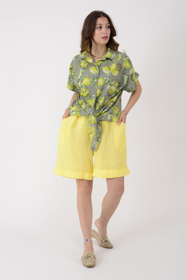 21837 BELDEN BAĞLAMALI KETEN ŞORT