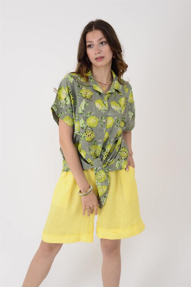 21837 BELDEN BAĞLAMALI KETEN ŞORT