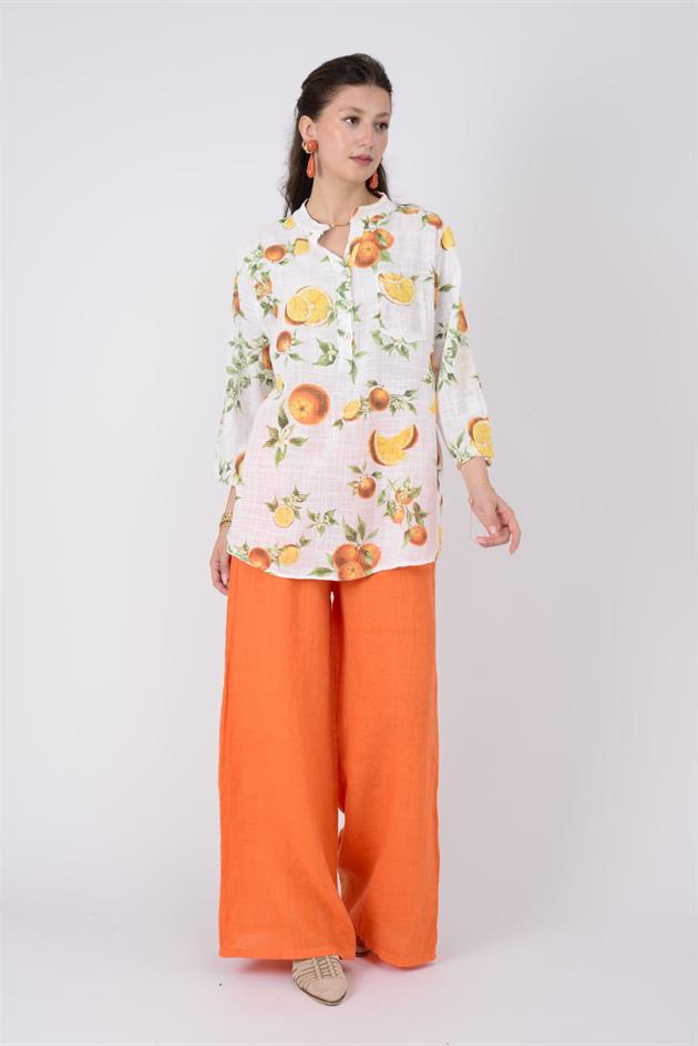 22-52 CEP DETAYLI BELİ LASTİKLİ KETEN PANTOLON