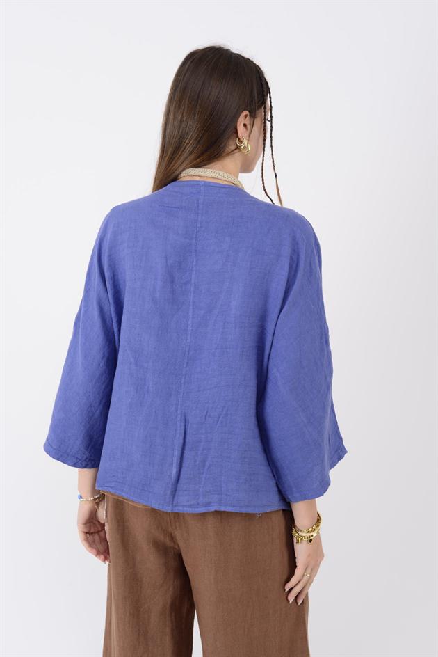 22-60 BEBİ BÜZGÜLÜ KETEN CEKET