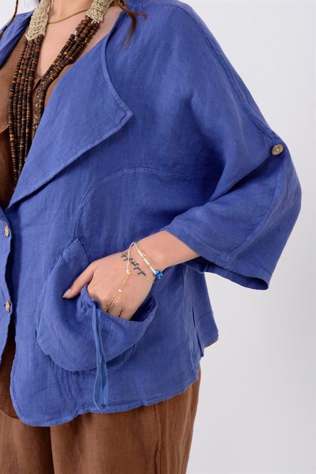 22-60 BEBİ BÜZGÜLÜ KETEN CEKET