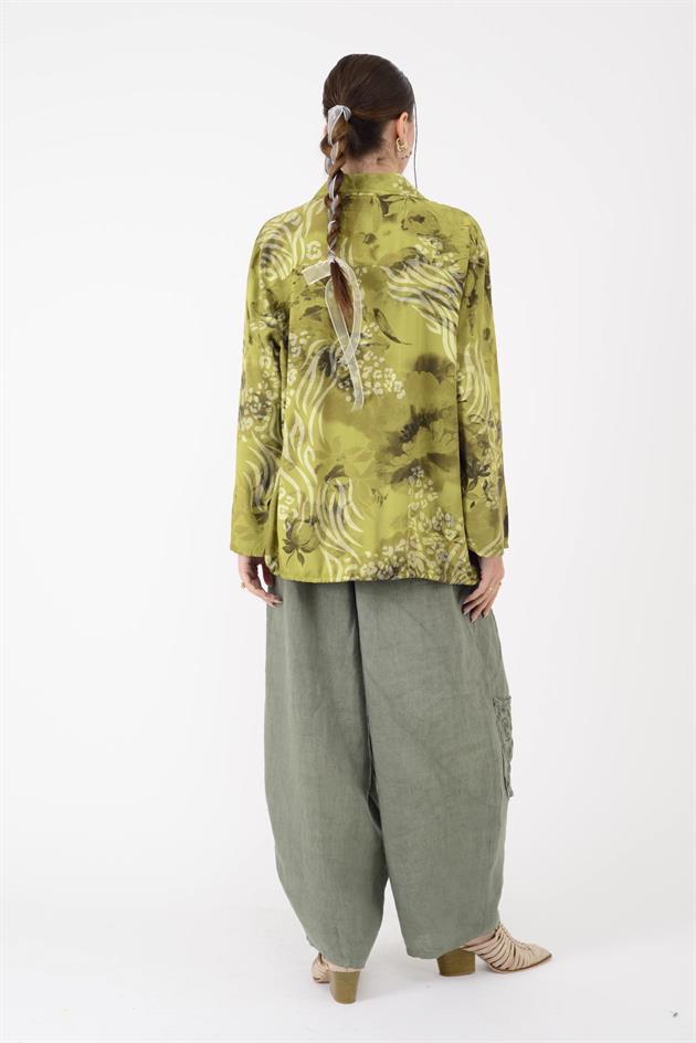 22007-5 OTANTİK DESEN PAYET DETAYLI GÖMLEK