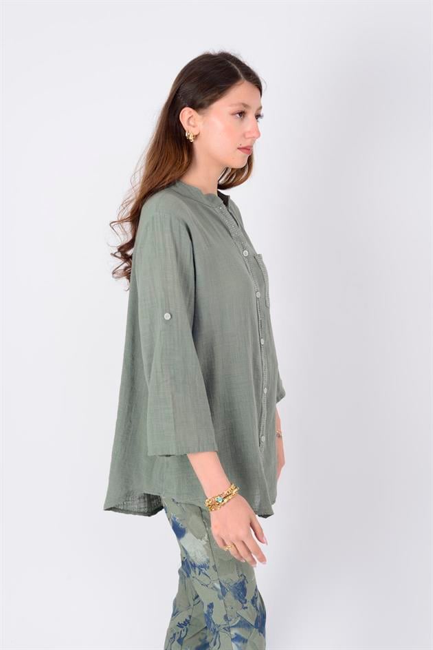 22046 PAYET İŞLEMELİ CEP DETAYLI GÖMLEK