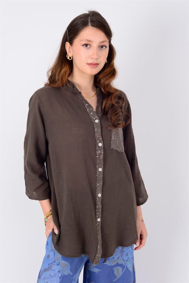 22046 PAYET İŞLEMELİ CEP DETAYLI GÖMLEK