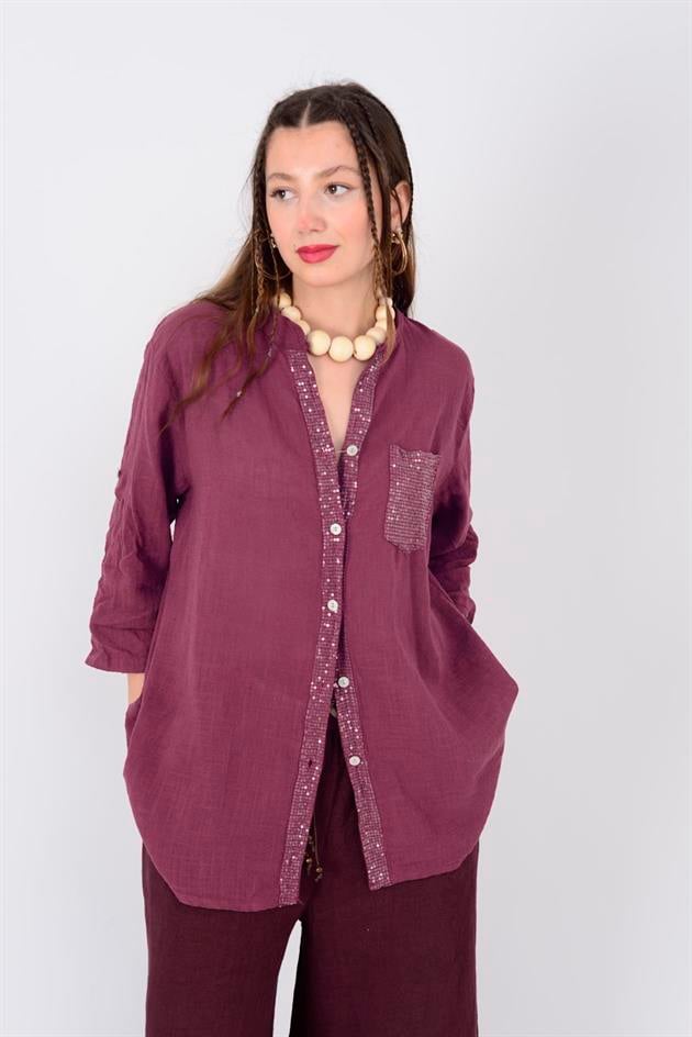 22046 PAYET İŞLEMELİ CEP DETAYLI GÖMLEK