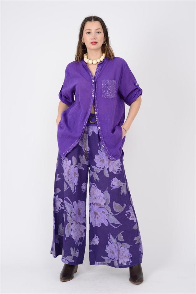 22046 PAYET İŞLEMELİ CEP DETAYLI GÖMLEK