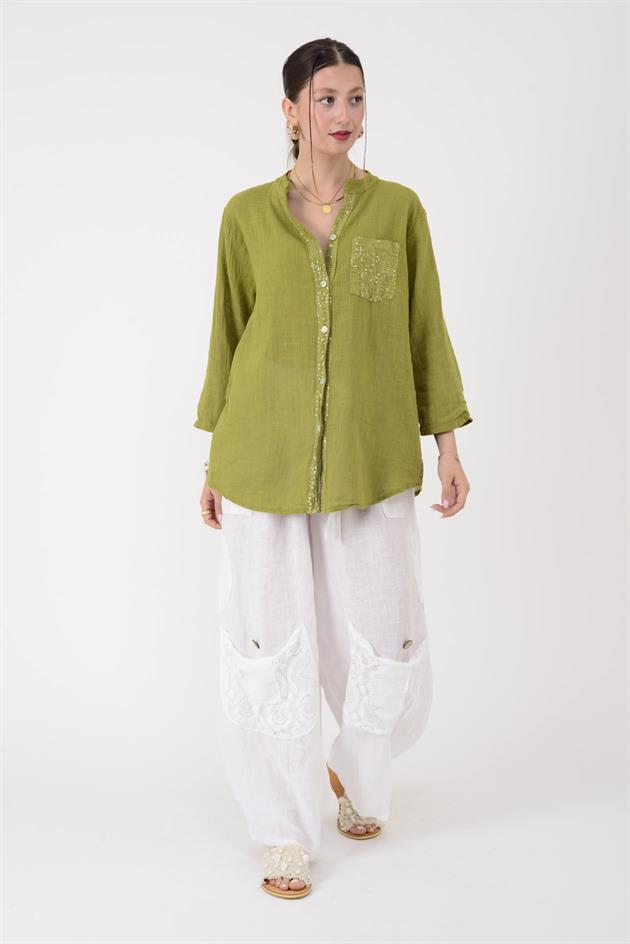 22046 PAYET İŞLEMELİ CEP DETAYLI GÖMLEK