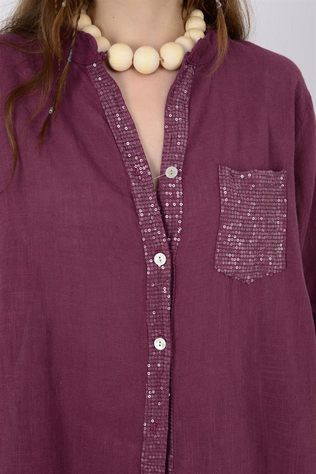 22046 PAYET İŞLEMELİ CEP DETAYLI GÖMLEK