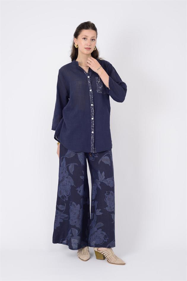 22046 PAYET İŞLEMELİ CEP DETAYLI GÖMLEK