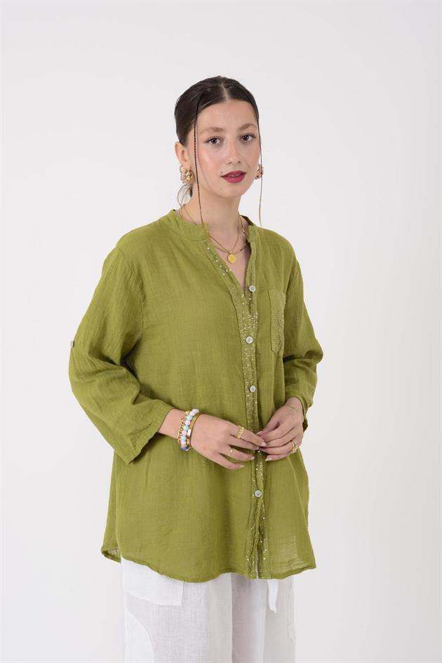 22046 PAYET İŞLEMELİ CEP DETAYLI GÖMLEK