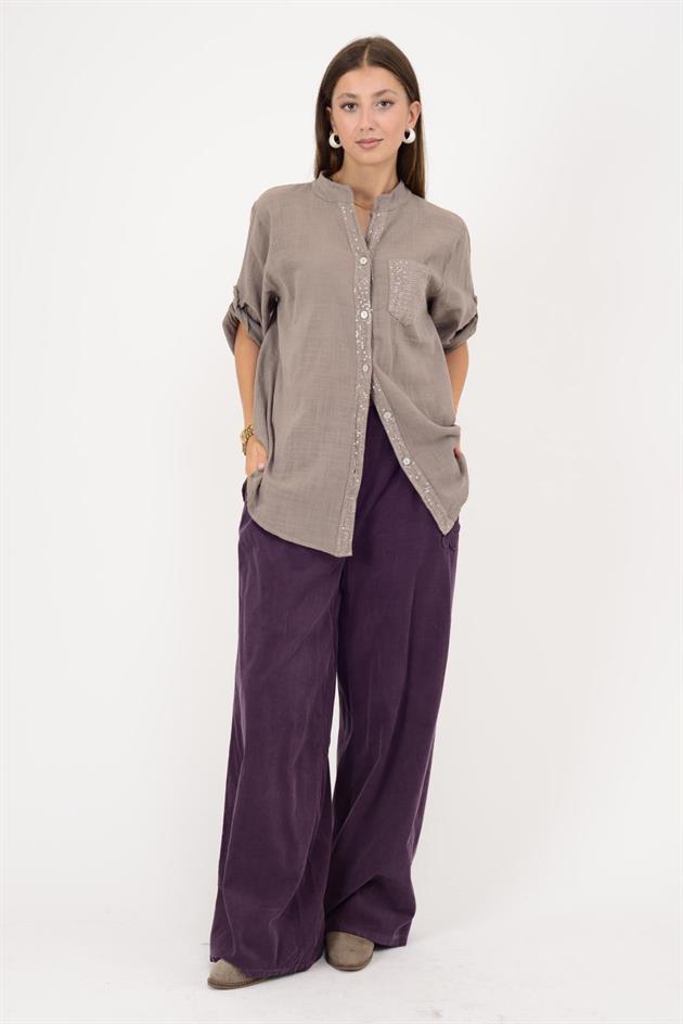 22046 PAYET İŞLEMELİ CEP DETAYLI GÖMLEK