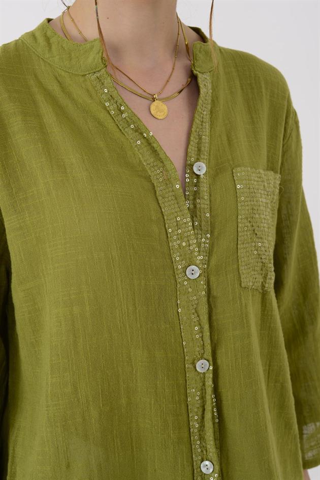 22046 PAYET İŞLEMELİ CEP DETAYLI GÖMLEK