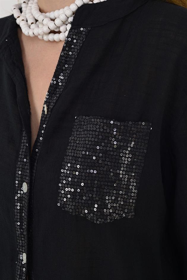 22046 PAYET İŞLEMELİ CEP DETAYLI GÖMLEK