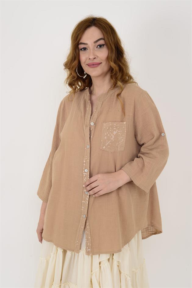 22046 PAYET İŞLEMELİ CEP DETAYLI GÖMLEK