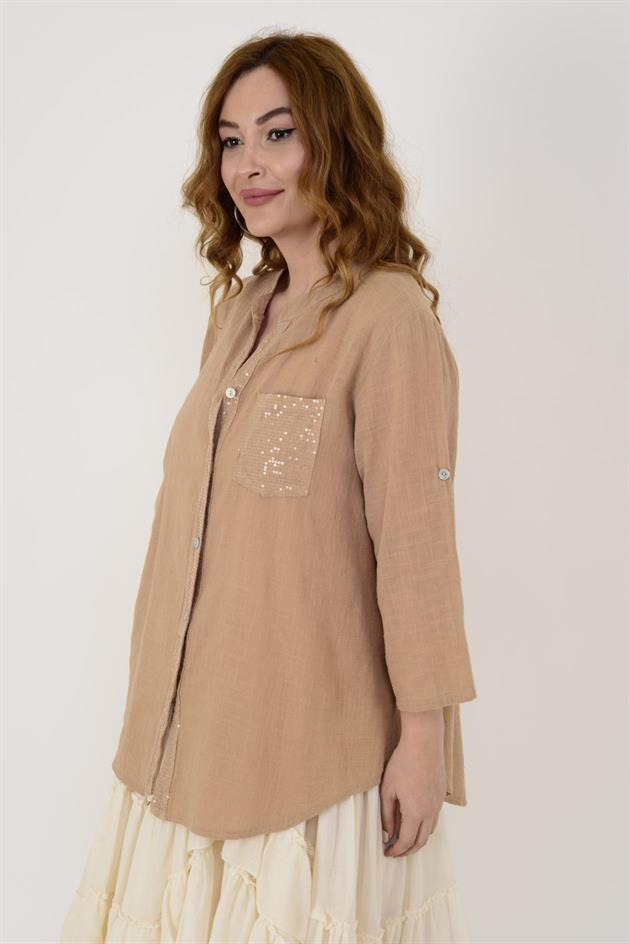 22046 PAYET İŞLEMELİ CEP DETAYLI GÖMLEK