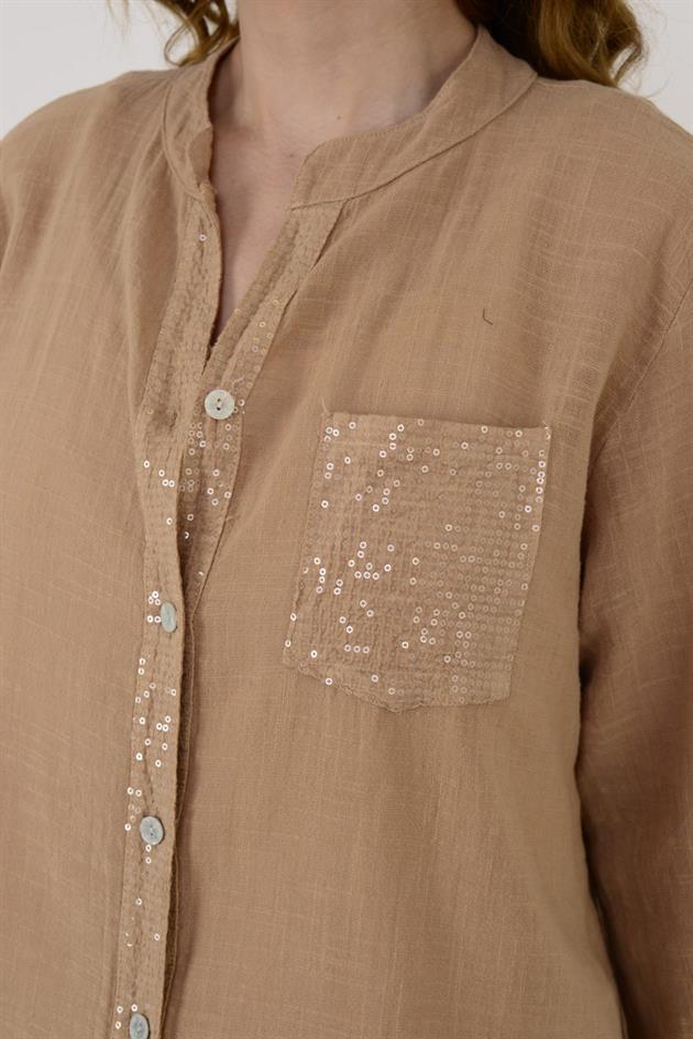 22046 PAYET İŞLEMELİ CEP DETAYLI GÖMLEK