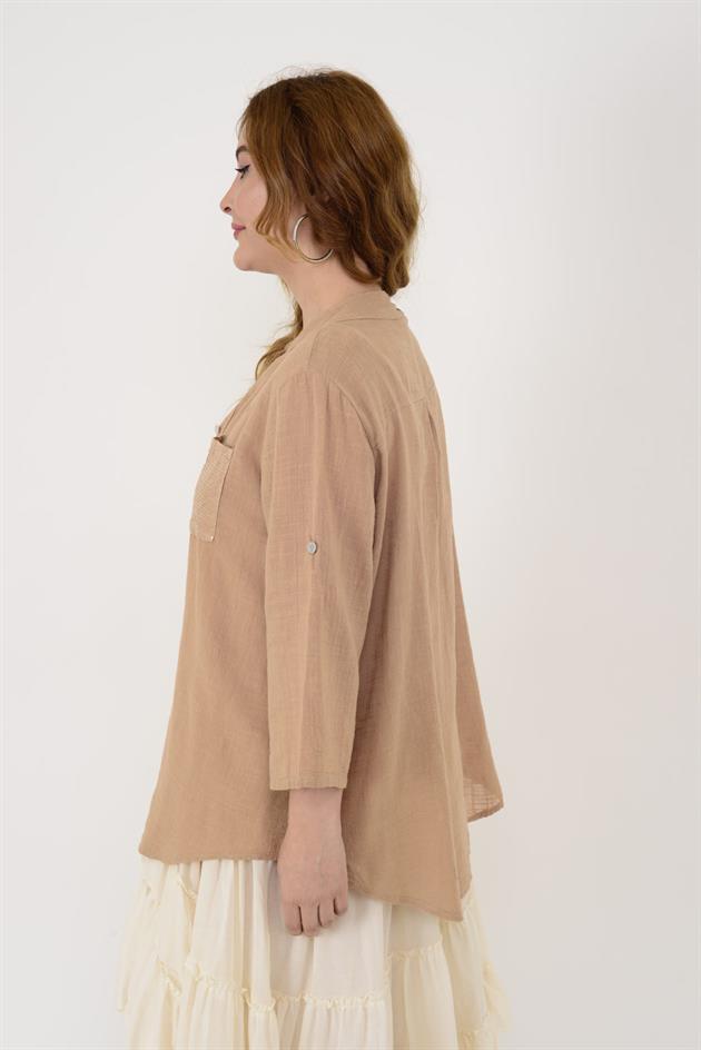 22046 PAYET İŞLEMELİ CEP DETAYLI GÖMLEK