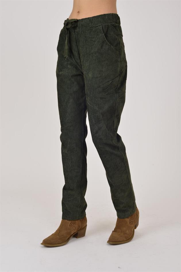 22080 FİTİLLİ KADİFE BELİ LASTİKLİ PANTOLON